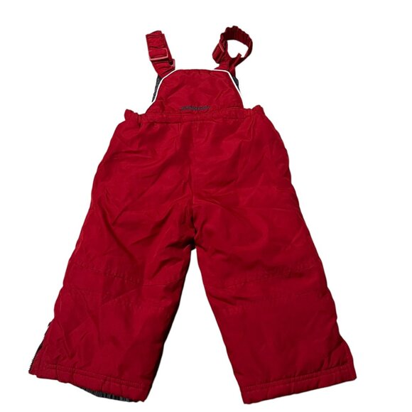 Toddler Boys Red Snow Bib Overalls With Adjustable Straps & Reinforced Knees - Picture 2 of 3